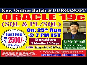 ORACLE 19c Online Training @ DURGASOFT
