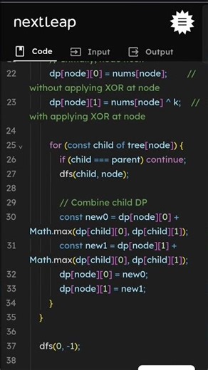 Maximize Tree Node Sum with XOR | JavaScript Tree DP Tutorial | Algorithm Problem