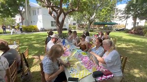 7.3K views · 63 reactions | Artists participate in a Paint & Sip event with acclaimed Keys artist Fran Decker during Saturday's “TRU-ly Amazing Art” event on the grounds of the Truman Little White House in Key West. Each participant was provided with an authentic 1911 Truman Little White House roof shingle to use as their canvas. : Carol Tedesco | The Florida Keys & Key West | Facebook