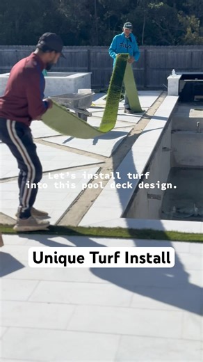 Artificial grass install. Unique turf design in pool deck. #syntheticgrass #artificialgrass