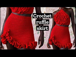 Crochet ruffle skirt | with a slit | valentine's crochet skirt