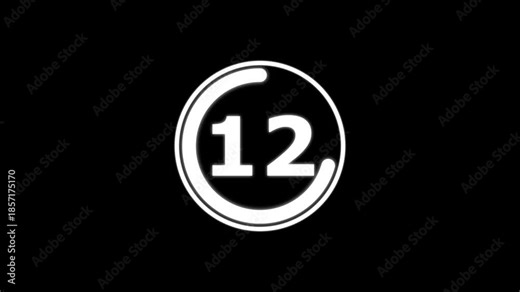 Circle Countdown Timer 17 seconds animation from 17to 0 seconds, 17 Seconds countdown timer, Round Countdown Timer Interface Animation on Dark Background.