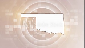 Oklahoma State (USA) Animated Map on Minimal Background, Multi Purpose Background with Ripples and Boxes with 3D Oklahoma State Map, Useful for Politics, Elections, Travel, News and Sports Events Stock Video
