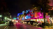 Timelapse view of Ocean Drive a popular location for tourism with...