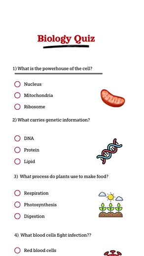 Can you answer these Basic Biology questions? How many were you able to guess correctly? #biologyquiz #quiztok #learnscience #tiktokquiz #grow