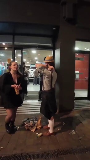 Woman assaults man outside McDonald's. When he hits back in self-defense, she yells "why do you wanna hit a girl?"😭