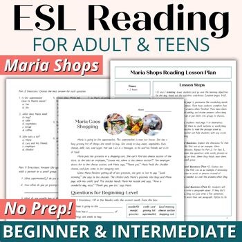 Beginner ESL Reading Comprehension Worksheets for Adults and Teens - Maria Shops