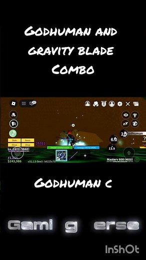 godhuman and gravity blade combo (again) #roblox #bloxfruits #combo