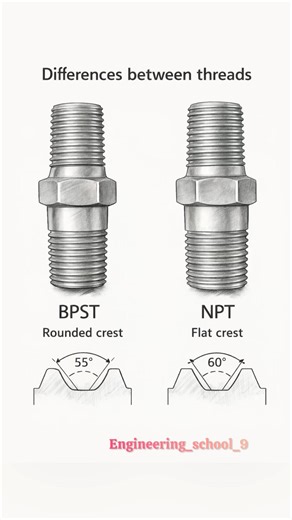 BPST vs NPT Thread Difference | Pipe Thread Comparison Explained (55° vs 60°) #tech #engineering