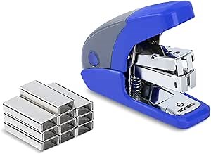PAPERPAL Effortless Mini Stapler Set, 20 Sheet Capacity, Integrated Remover & Staple Storage, Holds 1/4" Staples, Includes 1000 Staples, Lightweight, Office, School & Daily Use, Dark Blue