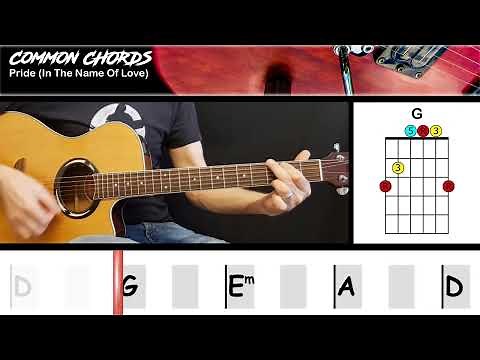 Pride (In The Name Of Love) by U2 | EASY GUITAR LESSON | Scrolling Chords & Lyrics
