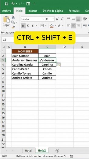 The fastest Excel trick: Flash Fill #excel #shorts