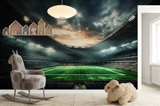 Football Stadium Peel and Stick Wallpaper Sports Arena Wall Mural Soccer Field Night Stadium Removable Custom Size Boys Room Man Cave Decor - Etsy