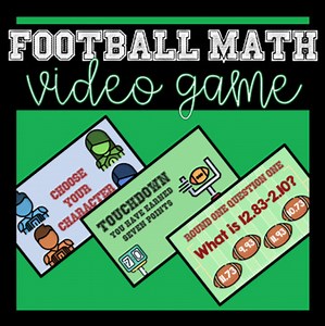 Football Themed Math Review Video Game for Decimals