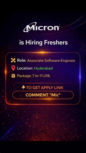 Jumde Akshay Kumar-Jak on Instagram: "Micron is hiring #Freshers for Associate #Software Engineer. Location: #Hyderabad Eligibility: - Bachelor’s Degree in Computer Science, Computer Engineering or equivalent - 6 months- 2 years of experience with web development - Strong Hands on knowledge with JavaScript, Angular 2.x and/or ReactJS, HTML5, Type script, and CSS; - Knowledge or experience developing restful web services using NodeJS or C#; - Strong object-oriented design techniques and reusable 