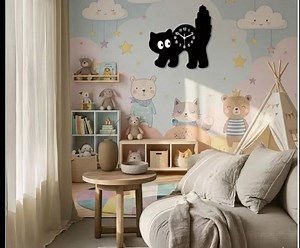 Black Cat Pendulum Wall Clock | Silent, Wagging Tail Acrylic Art - Etsy Canada