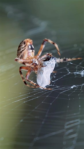 Orb-weaver in action: Wrapping an insect into a silken cocoon🕸️🕷️ #Nature #Wildlife #MacroPhotography #SpidersOfInstagram #NatureLovers #IncredibleNature #WildlifeReels #PredatorVsPrey #MacroWorld #NatureIsMetal | Mark Tierney