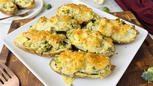 Broccoli cheddar twice-baked potatoes recipe
