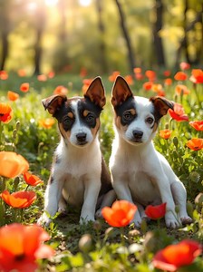 Jack Russell Puppies Poppy Field Print: Dog Photography, Nursery Decor (digital Download) - Etsy