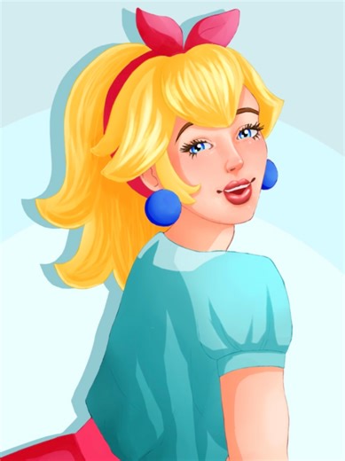 With the release of Mario Kart World, I haven't been able to atop thinking about Peach's site seeing outfit! She's such a cutie!!! #peach #princesspeach #mariokart #mariokartworld #nintendo #fanart #switch2