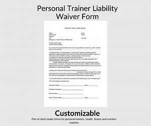 Customizable Personal Trainer Liability Waiver Form (google Doc Template) - Etsy