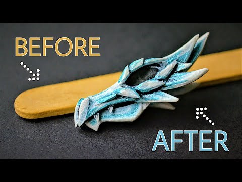 Making a DRAGON head/skull carving out of a POPSICLE STICK | DIY