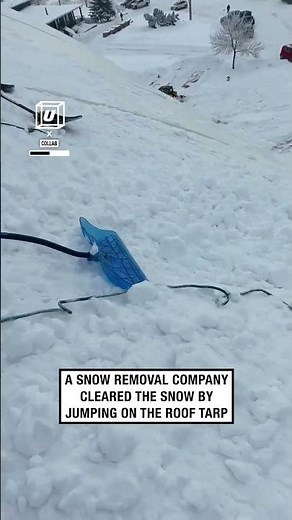 Rooftop snow removal hack ❄️😲 🎥: Collab