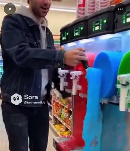 Man walk in to a 7/11 and waste the slushy machine