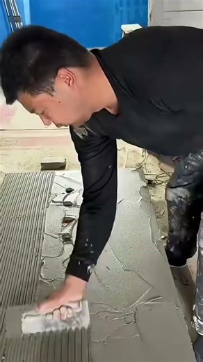 Easy fast ceramic tile installation process for building walls