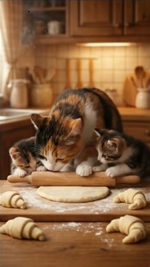 The cat family makes croissants