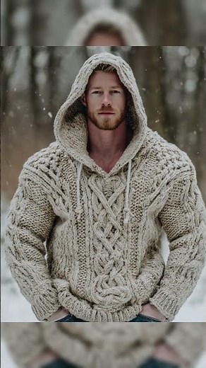 Men's Vintage Viking Knit Hooded Sweater, Fast delivery in 4 days