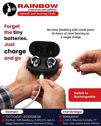 Rechargeable Hearing Aids | No More Tiny Batteries | 24 Hours Clear Hearing