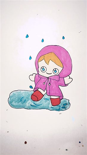 🌧️ Drawing and Coloring a Cute Rainy Day Girl | Can You Find the Hidden Sticker? 👀