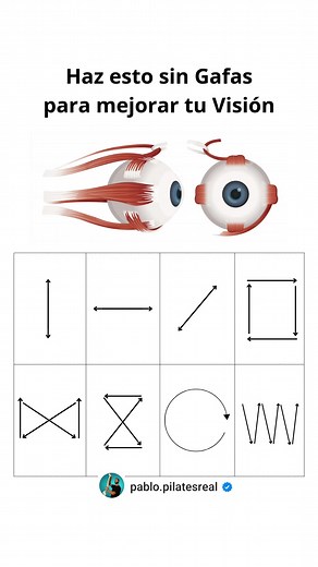 Realizar ejercicios oculares es saludable porque ayudan a aliviar la fatiga visual causada por el uso prolongado de pantallas, mejoran la flexibilidad de los músculos oculares y pueden reducir la tensión ocular. Estos ejercicios favorecen una mejor circulación en los ojos, contribuyendo a su hidratación y descanso, además de prevenir molestias como sequedad y visión borrosa. | Pablo.pilatesreal