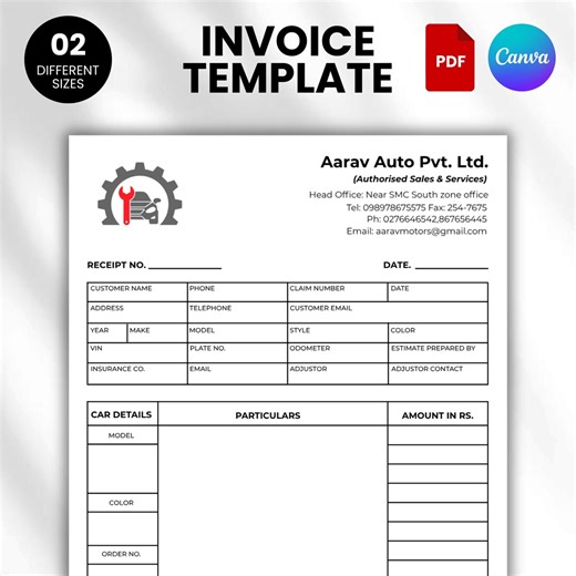 Editable Auto Repair Estimate Template, Auto Repair Invoice, Automotive Service Invoice, Mechanic Receipt Form Car Service Estimate Template - Etsy