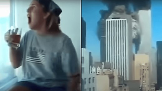 Shocking footage shows people's immediate reactions to 9/11 in homemade video filmed as attack happened