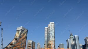 Aerial Modern office building - 4k video footage of the building - Business building close up - Building facade reflection - Sunlight reflective glass of a skyscraper - istanbul Cityscape Office