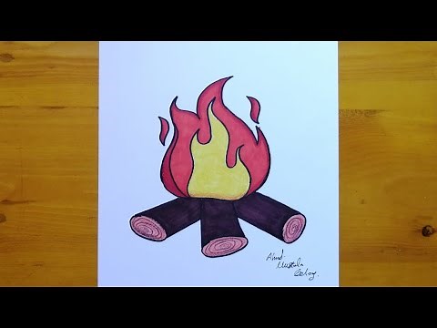 رسم نار ||رسم شعلة نار || bonfire drawing || Ateş çizimi || Dessin de feu || अग्नि चित्रण