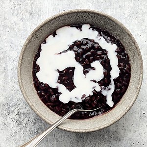 Black Sticky Rice Pudding with Salted Coconut Cream