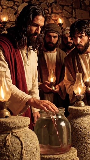 Jesus turning water into wine #miracle #jesus #fypシ゚viral