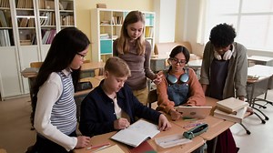 Group of students studying and collaborating in a classroom | Free Stock Video Footage