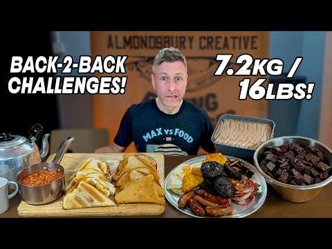 TWO CHALLENGES 7.2KG BREAKFAST AND BROWNIE DESSERT CHALLENGE!