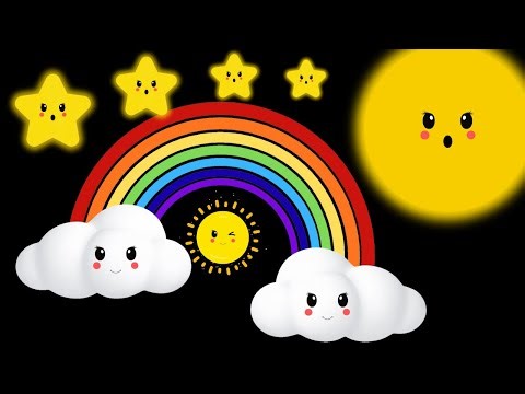 Baby Bear | Dancing Rainbow Clouds and Stars | Visual Tracking and Calming Music