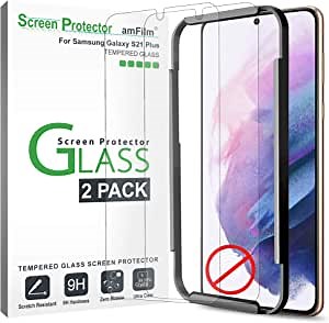 amFilm Premium Tempered Glass Screen Protector for Samsung Galaxy S21 Plus 5G 6.7 inch, NOT Fingerprint Compatible(2 Pack)