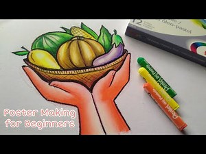 Nutriton Month Poster Making / Paano gumawa ng kamay na may hawak na basket ng gulay at prutas