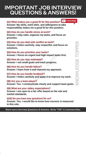10 Most Important and Common Interview Questions and Answers