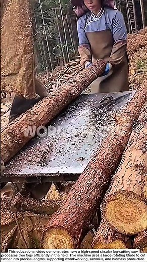 High-Speed Log Cutting Saw — Powerful Wood Processing in Action