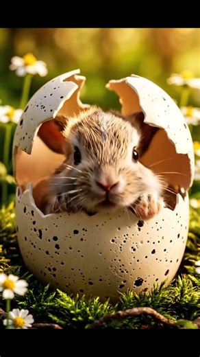 “Baby Rabbit Breaking Out of the Egg!”