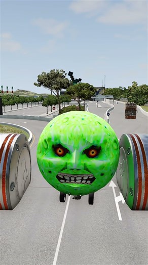 Long Colourful Capsule Buses vs Hydraulic Crush - BeamNG.drive