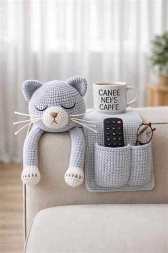 Crochet Cat Couch Organizer Pattern | Amigurumi Remote Holder (PDF Pattern) - Etsy UK